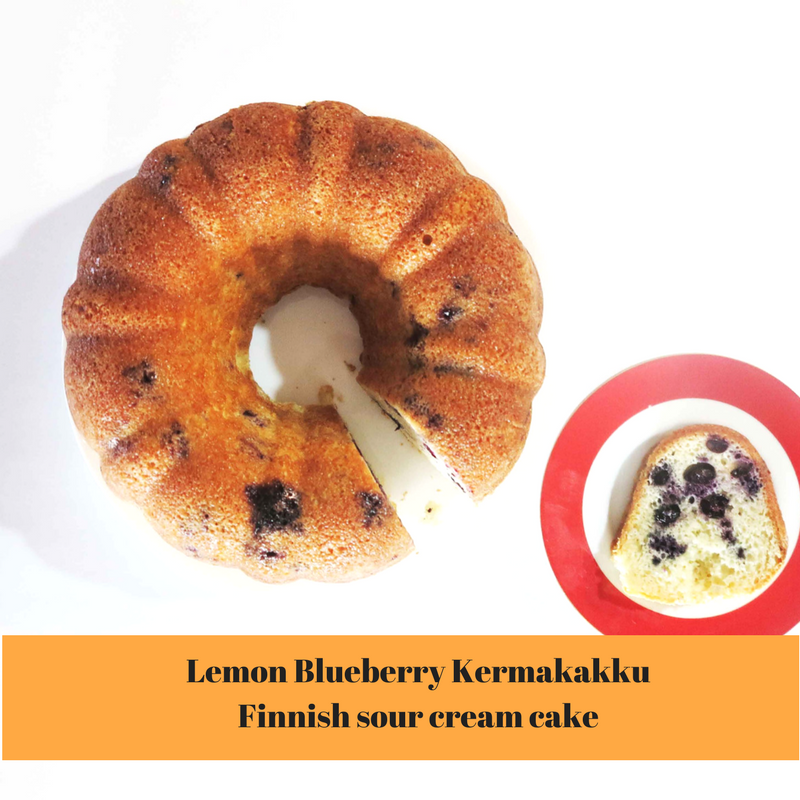 Lemon blueberry kermakakku finnish sour cream cake