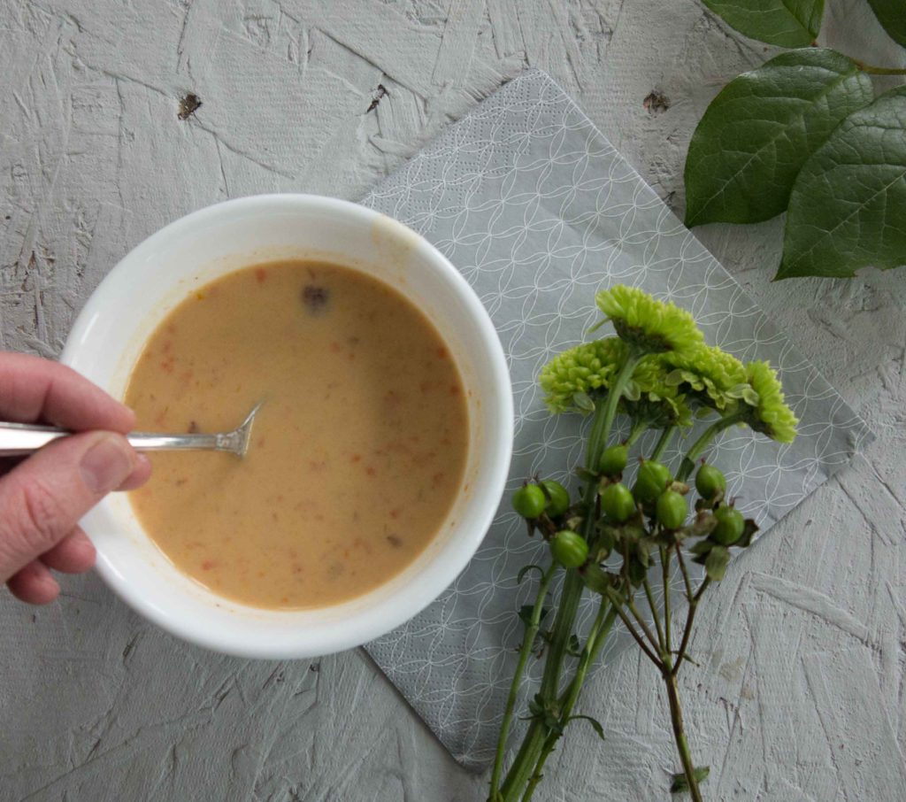 Cheesy beef and bacon soup