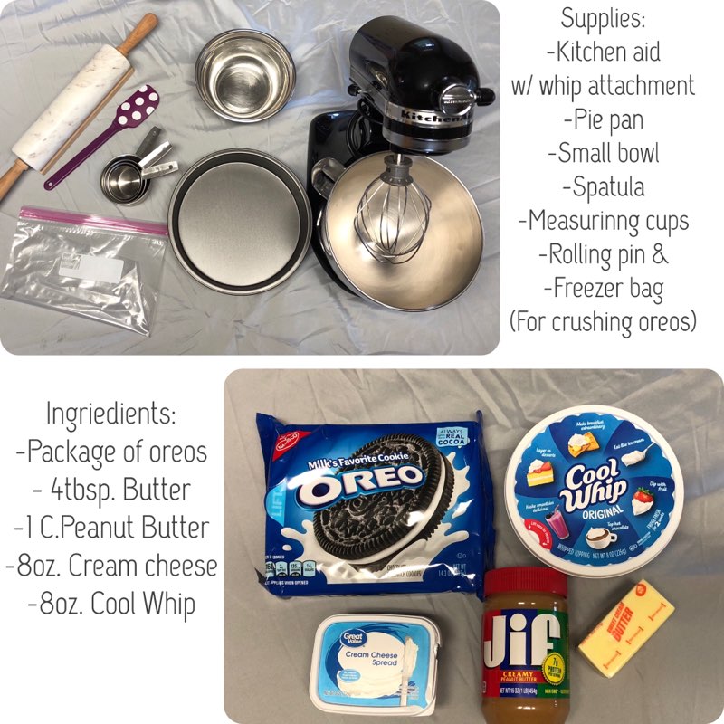 ingredients for peanut butter oreo pie