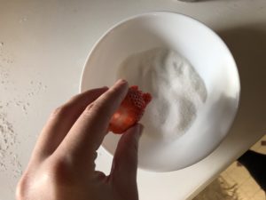Sugar dipped strawberries for cheesecake