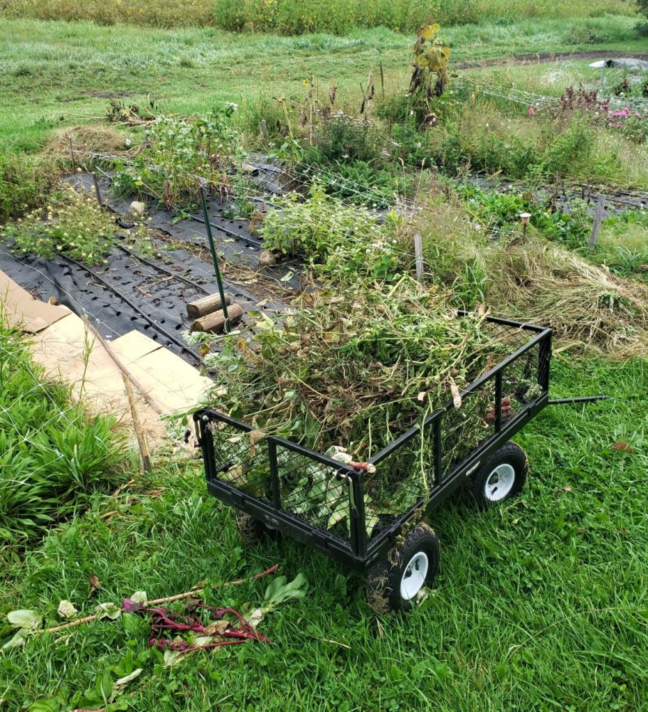 Wagon with plant debis