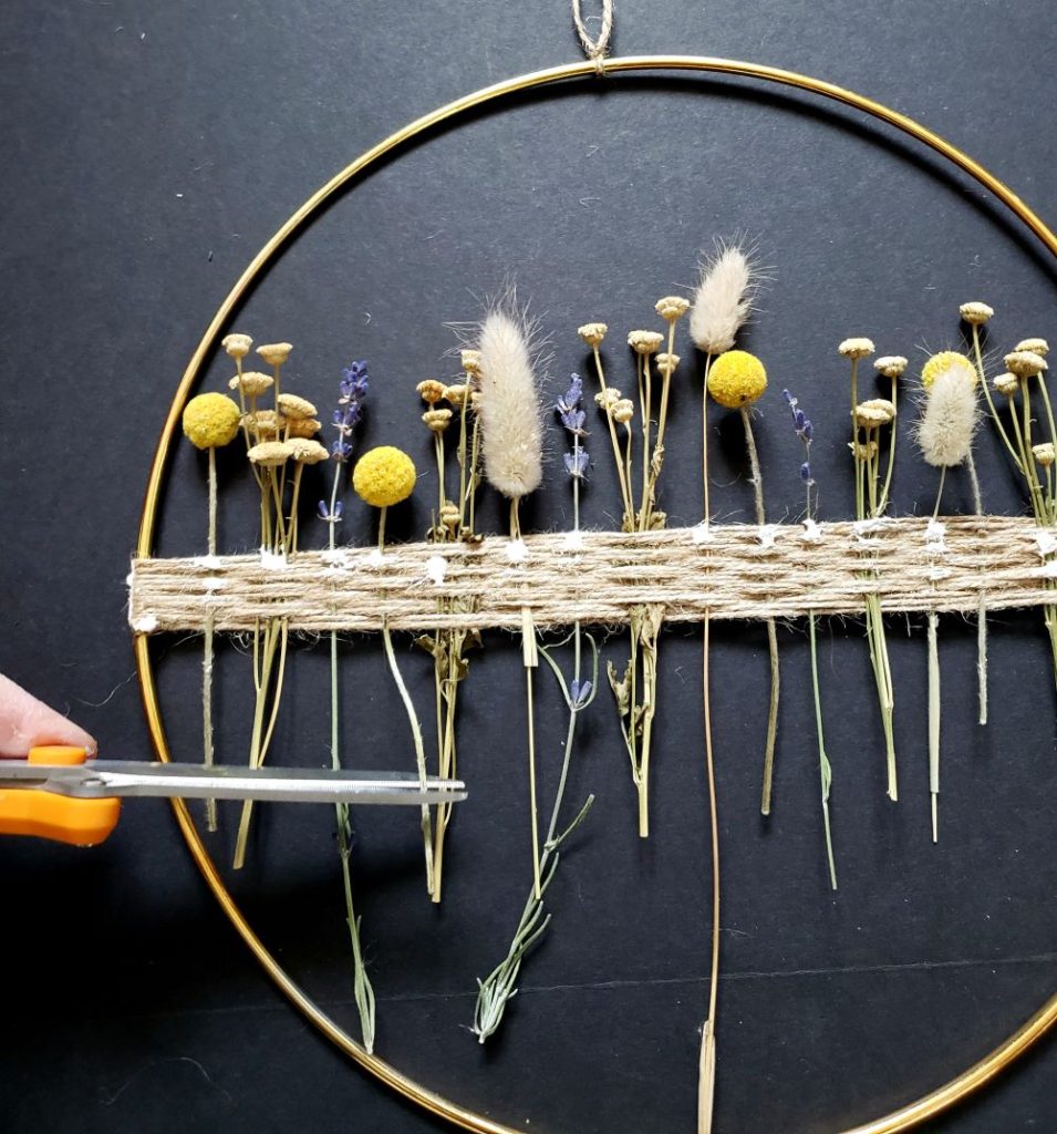 Cutting dried flower stems
