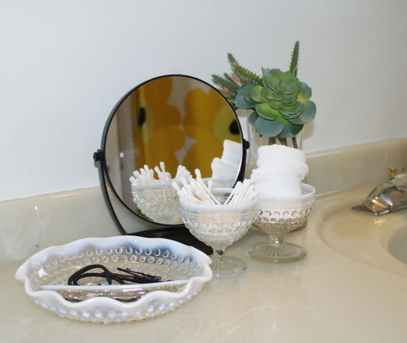 vintage vases in a bathroom