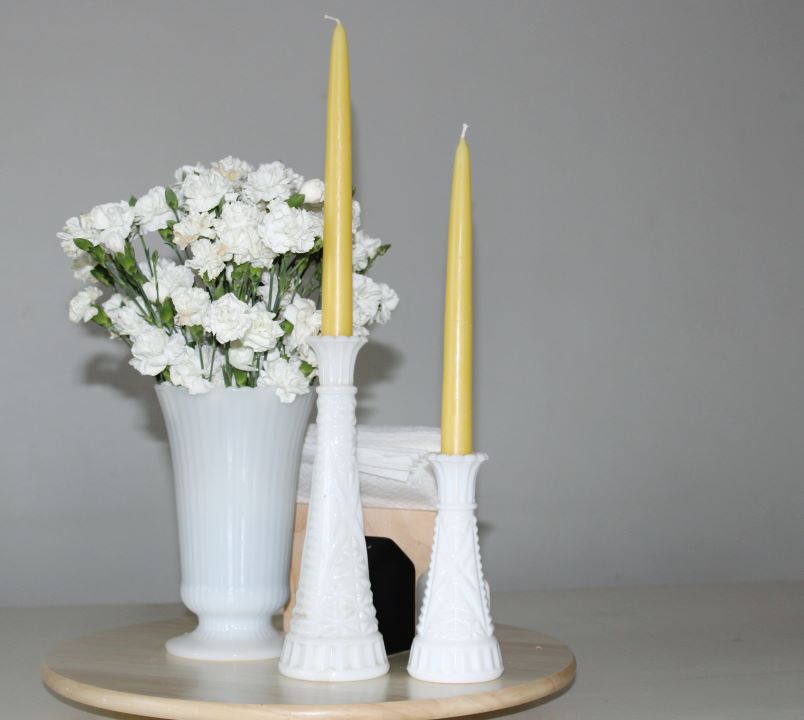 milk glass vases