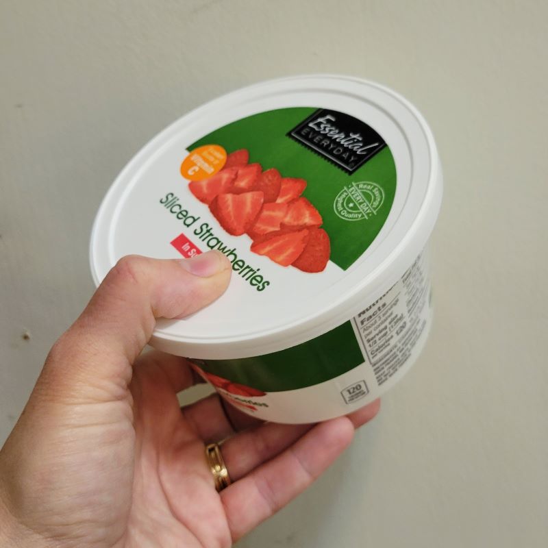 Frozen strawberries in sugar